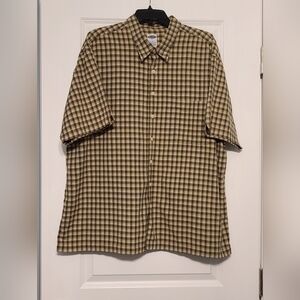 Old Navy Men's Plaid Short Sleeve Button Down Shirt Sz XXL, Brown/Green/Tan